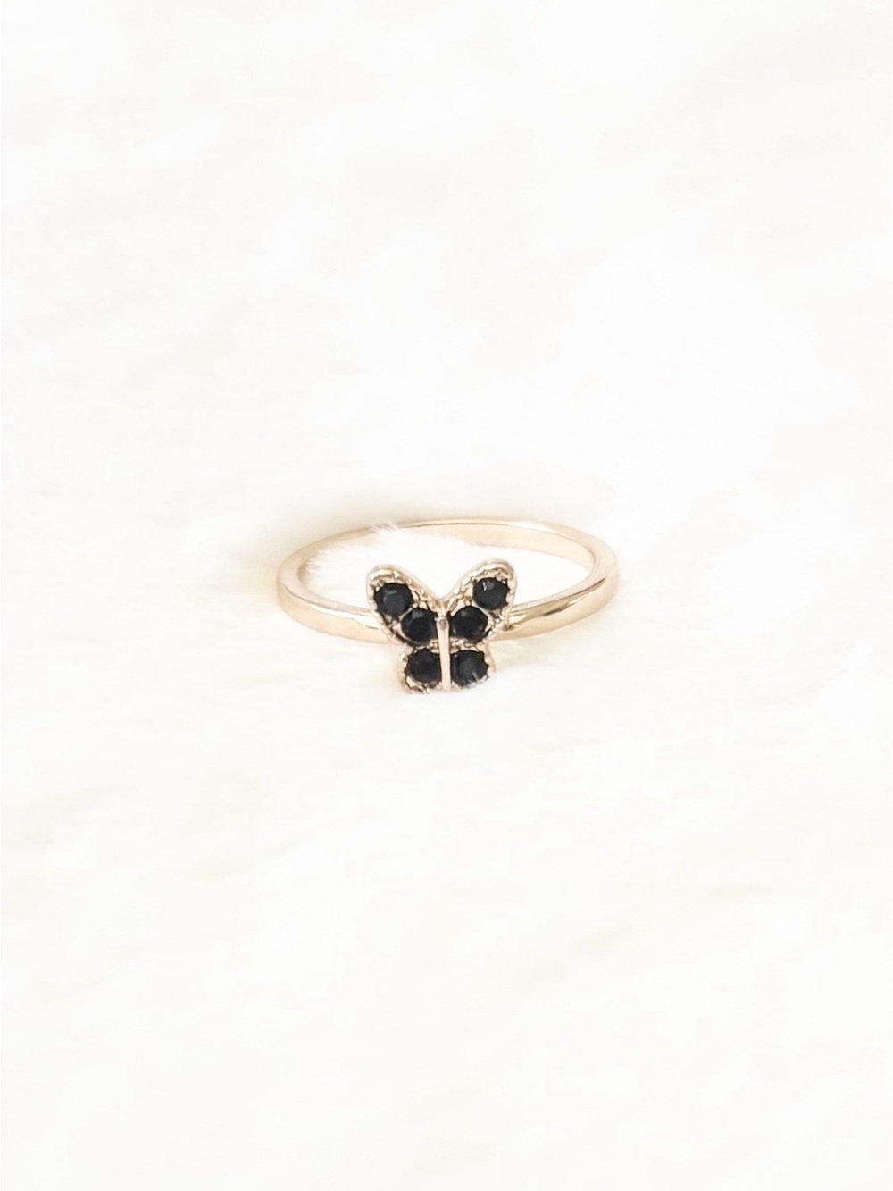 5/$15 🩷 MUST BUNDLE Delicate Gold Butterfly Ring with Black Stones